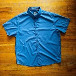 Brooklyn Brigade Mens Blue Short Sleeve Button Down Shirt Size XL